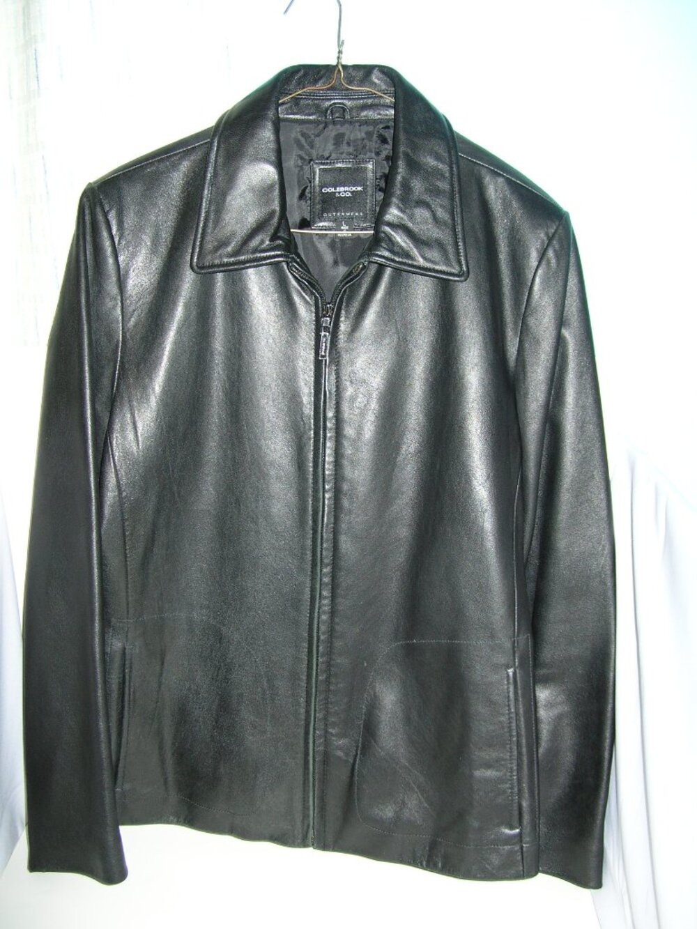 Black Women's 100% Leather Lined Jacket/Coat Large Colebrook & Co Beautiful 67